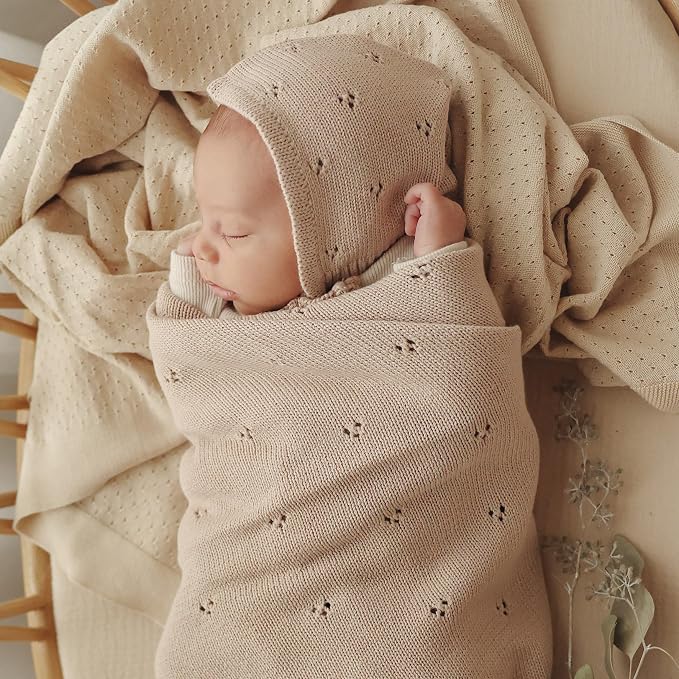 Organic Unisex Pointelle Receiving Swaddle Blanket - Image 7