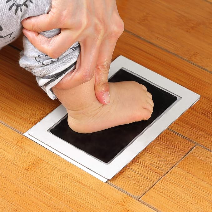 Green Pollywog Baby Handprint and Footprint Kit | Elegant White Frame - Image 7