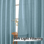 Tollpiz Linen Curtain Living Room Rod Pocket Semi Sheer Curtains Burlap Light - Image 2