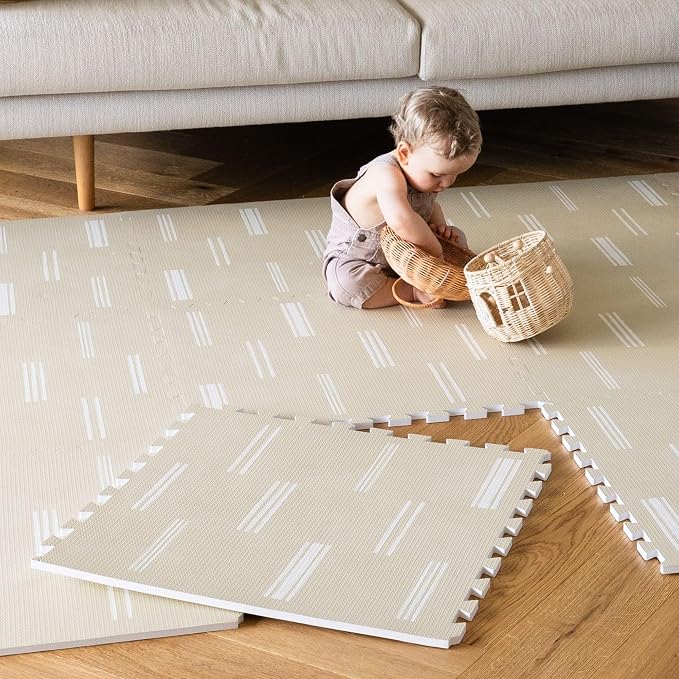Lillefolk Baby Play Mat for Floor – 6x8ft Old White | Soft Non Toxic Premium by LillefolkKids