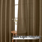 Tollpiz Linen Tier Curtain Rod Pocket Semi Sheer Half Kitchen Curtains Burlap - Image 2