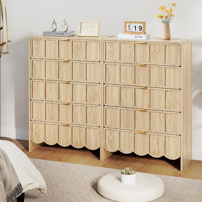 5 Drawer Dresser for Bedroom Set of 2, Modern Closet Chest of Drawers - Image 5