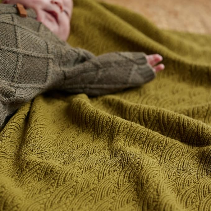 Knitted Organic Cotton Baby Blanket- Swaddle Blanket - Image 8