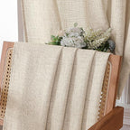 Tollpiz Short Linen Curtain Bedroom Rod Pocket Semi Sheer Curtains Burlap Light - Image 6