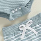 Newborn Baby Boy Girl Clothes Ribbed Knitted Long Sleeve Romper Pants Solid - Image 6