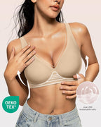 OEAK Womens Deep V Bras Wireless Comfortable Bra Supportive No Underwire Bras - Image 2