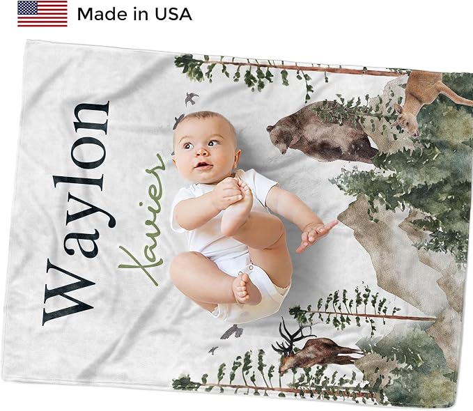 MDPrints Global Woodland Personalized Baby Blanket - Image 2