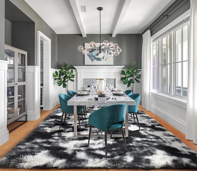 ONASAR Black and White Rugs for Bedroom Living Room, Washable Fluffy 4x6 Indoor - Image 8
