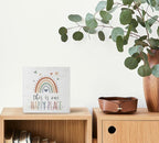 Mtrgdn Boho Rainbow Classroom Desk Decor, This Is Our Happy Place Wooden Box - Image 2
