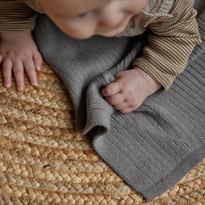 Knitted Organic Cotton Baby Blanket- Swaddle Blanket - Image 2