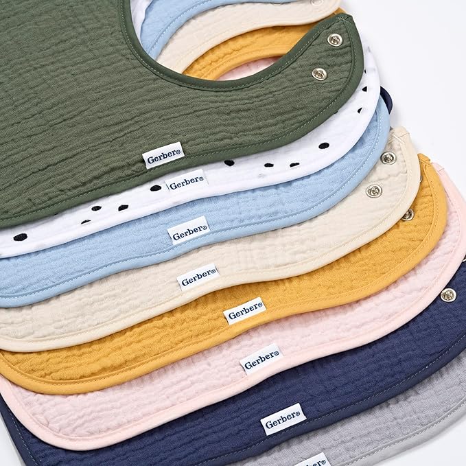 Gerber Unisex Baby Muslin 8 Pack Drooling Bibs - Image 6