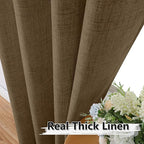 Tollpiz Linen Tier Curtain Rod Pocket Semi Sheer Half Kitchen Curtains Burlap - Image 3