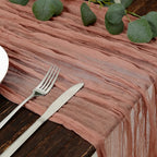 DOLOPL Boho Table Runner Dusty Blush Cheesecloth Table Runner 13.3ft Rustic - Image 2