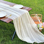 FEXIA Beige Table Runner Ivory Cheesecloth Table Runner 30x118 Inches Rustic - Image 4