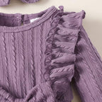 Happy Town Baby Girl Romper Infant Fall Winter Clothes Ruffle Sweater Long - Image 4