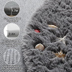 ONASAR Grey Round Area Rugs 5ft, Fluffy Plush Shaggy Carpet - Image 2