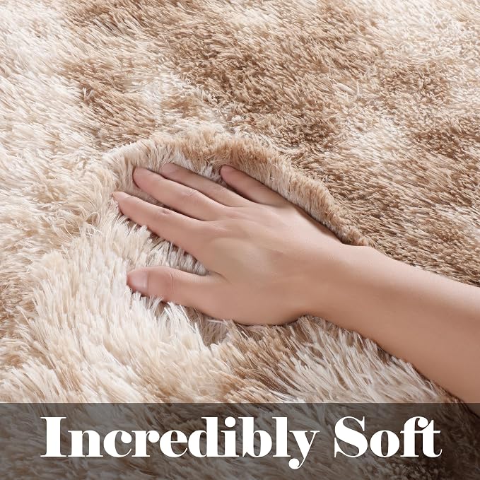 ONASAR Runner Rugs for Bedroom Living Room, Tie-Dyed Beige 2x6 Washable Bedside - Image 2