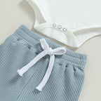 Newborn Baby Boy Girl Clothes Ribbed Knitted Long Sleeve Romper Pants Solid - Image 5