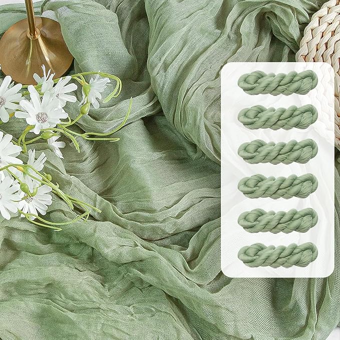 FEXIA 6 Pack Sage Green Table Runner 35x120 Inches by FEXIA