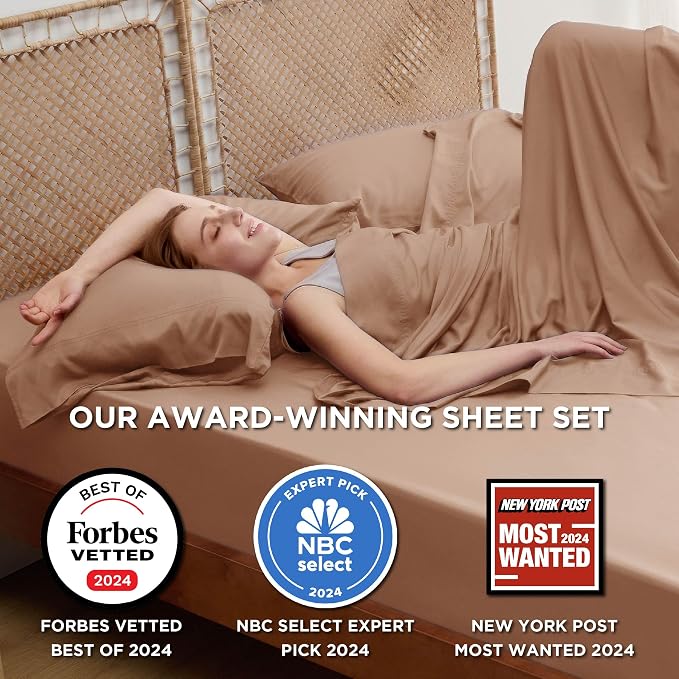 Bedsure Queen Sheet Set, Rayon Derived from Bamboo, Cooling Sheets, Breathable - Image 2