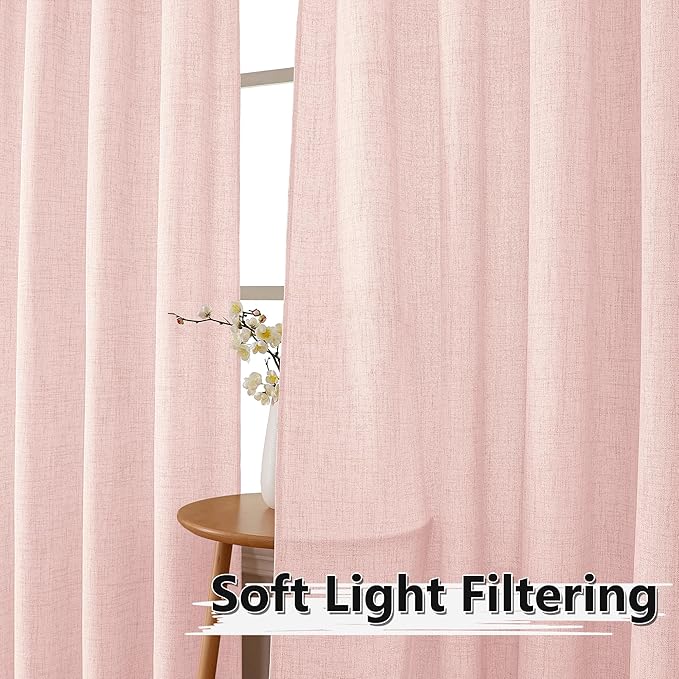 Tollpiz Linen Tier Curtain Rod Pocket Semi Sheer Half Kitchen Curtains Burlap - Image 2