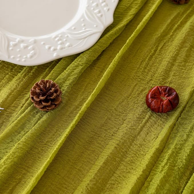 3pcs Moss Green Cheesecloth Table Runner Gauze 120 Inch 10 FT Rustic Boho - Image 2