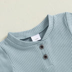 Newborn Baby Boy Girl Clothes Ribbed Knitted Long Sleeve Romper Pants Solid - Image 4