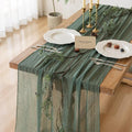 6Pcs Forest Green Gauze Rustic Cheesecloth Table Runner 120 Inch 10 FT by KEKETOARRANGE