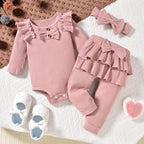 Aalizzwell Preemie Newborn Infant Baby Girls Clothes Ribbed Bodysuit Pants Set - Image 4