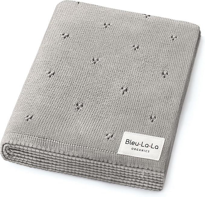 Organic Unisex Pointelle Receiving Swaddle Blanket by BleuLaLa