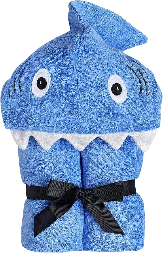Hooded Baby Towel for Kids 2-8 | Large 100% Cotton Baby Shark Towel for Boys or by YikesTwins