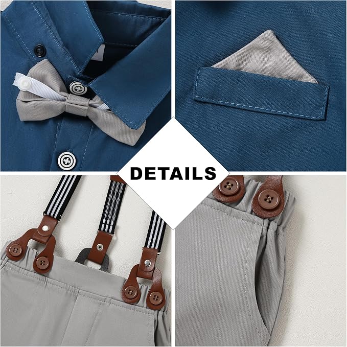 CARETOO Toddler Boy Clothes Suit Gentleman Wedding Outfits Kids Formal Dress - Image 4