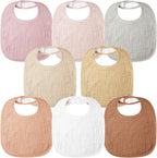 Bearmoss Muslin Baby Drooling Bibs 8 Pack, 100% Cotton Square Adjustable by Bearmoss