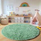 ONASAR Sage Green Round Area Rugs 5ft, Fluffy Soft Bedroom Circle Rug - Image 5