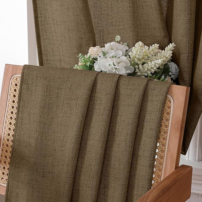 Tollpiz Short Linen Tier Curtains Rod Pocket Semi Sheer Half Kitchen Curtain - Image 6