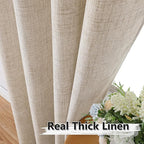 Tollpiz Short Linen Curtain Bedroom Rod Pocket Semi Sheer Curtains Burlap Light - Image 3