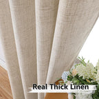 Tollpiz Linen Tier Curtain Rod Pocket Semi Sheer Half Kitchen Curtains Burlap - Image 3