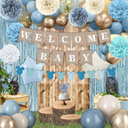 Dusty Blue Baby Shower Decorations- Boy Baby Shower Decor Set with- Welcome - Image 3