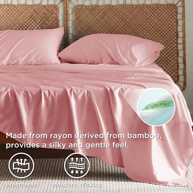 Bedsure Full Size Bed Sheets, Cooling Sheets, Rayon Derived from Bamboo - Image 3
