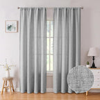 Tollpiz Linen Curtains Bedroom Rod Pocket Semi Sheer Curtain Burlap Light by Tollpiz