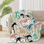 Colorful Floral Horse Throw Blanket - Image 4