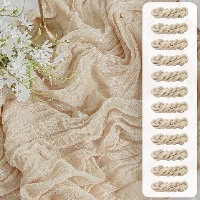 FEXIA 12 Pack Beige Table Runner 35x120 Inches by FEXIA
