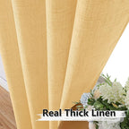 Tollpiz Short Linen Curtain Bedroom Rod Pocket Semi Sheer Curtains Burlap Light - Image 3