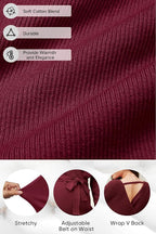 OUGES Womens Soft Cotton Blend Maternity Sweater Wrap V Neck Long Sleeve V Back - Image 2