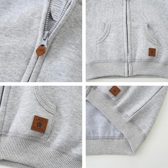 Baby Hoodie Sherpa Lined Zip up Light Fleece Jacket Solid Bear Coat Fall Winter - Image 4